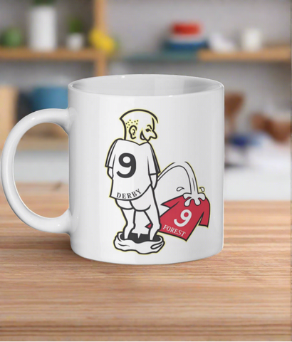 Derby Peeing on Forest Mug